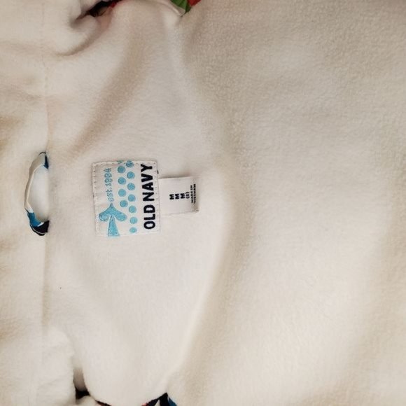 Old Navy White Peace Signs & Hearts Puffer Vest, Blue Pink, Girls Size 8 Medium - Picture 7 of 8